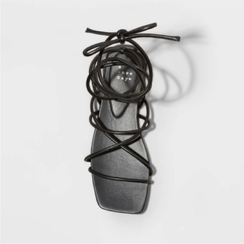 Women's Meena Lace-Up Sandals - A New Day Black - Picture 3 of 8